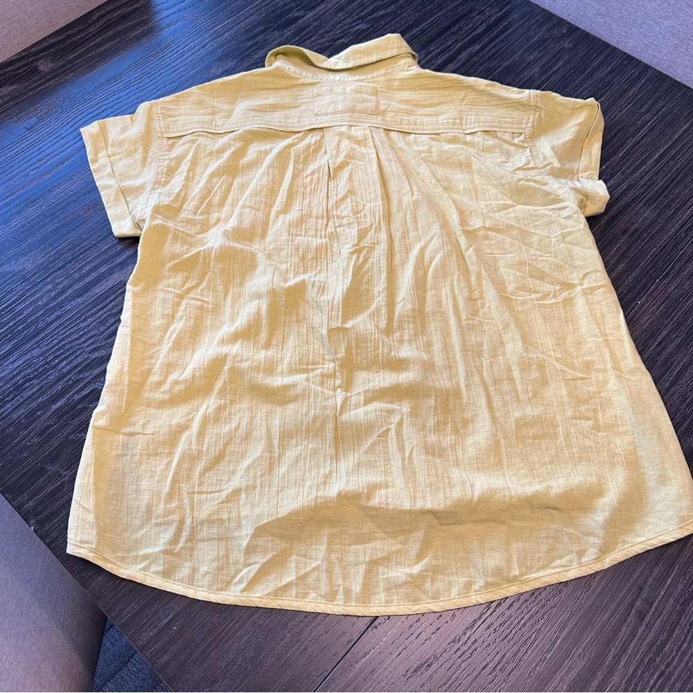 Free People Pale Yellow Short Sleeve Button Down Shirt - Picture 13 of 13